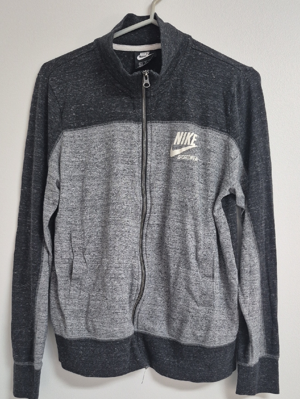Nike Dark Gray and Light Gray Two-Tone Full Zip Lightweight Sport Cardigan